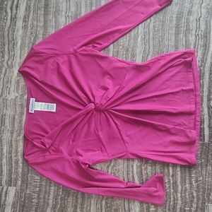 Tommy Bahama pearl 3/4 sleeve twist front rash guard top